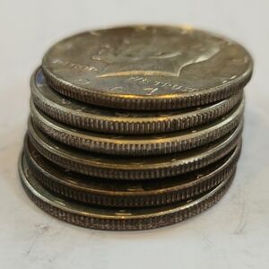 🇺🇸 6 Silver 40% Kennedy Half Dollars 1967/68 Stack of Silver  0.8874 oz Silver